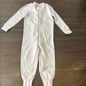 Hanna Andersson Pink and Creme striped one piece pajamas
